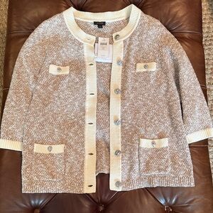 J. Jill Camel and Cream Knit Cardigan